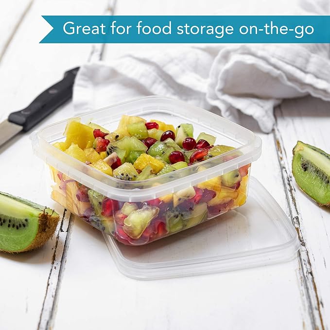8 oz 20 Pack Square Clear Deli Containers with Lids Disposable BPA Free Square Plastic Food Storage Containers with Lids Airtight for Meal Prep Take Out Kitchen - Image 3