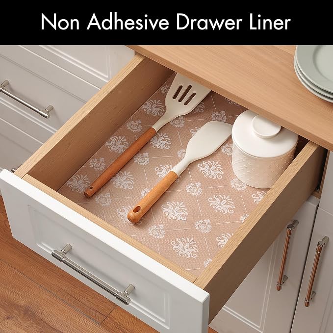 Cooyes Shelf and Drawer Liners for Kitchen Cabinets, Non-Adhesive Cabinet Liners, EVA Waterproof Durable Shelf Paper for Refrigerator, Shelves, Cupboard with Modern Pattern, Easy to Cut - Image 3