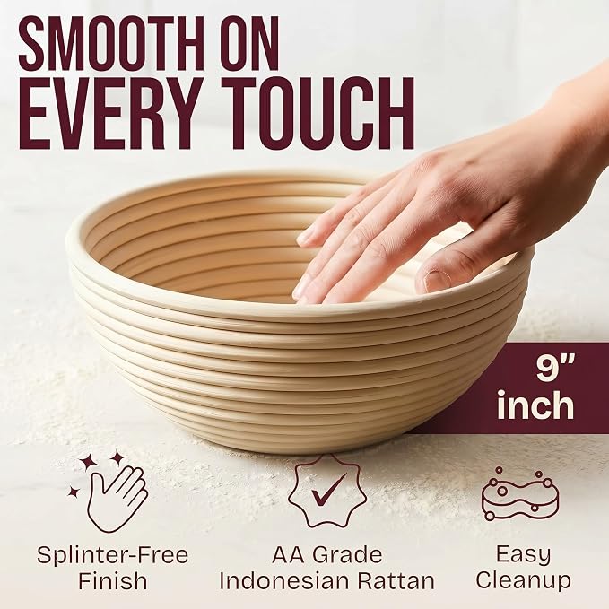 Sourdough Starter kit Round Oval Splinter Free Banneton Baskets 900ml Sourdough Starter Jar All Essential Sourdough Bread Baking Supplies and Sourdough Tools Suitable for Making a Variety of Breads - Image 3