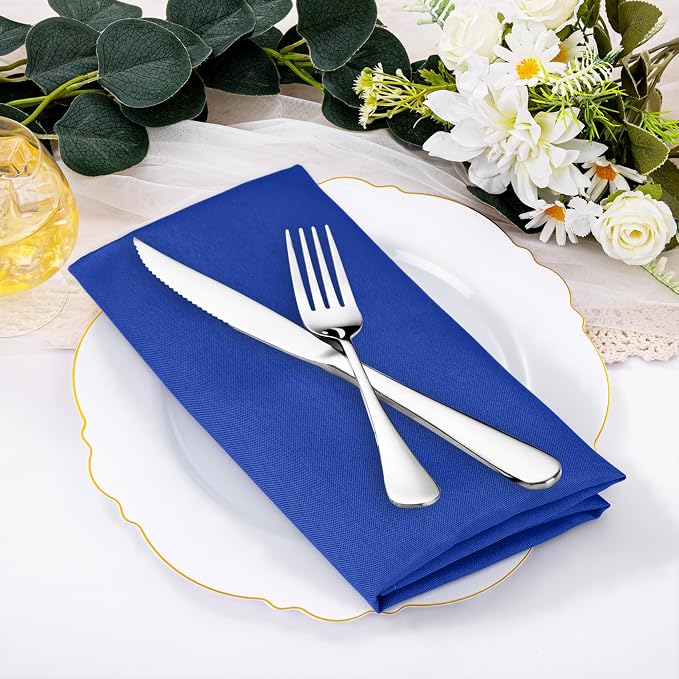 SuperO Set of 120 Cloth Napkins 17 x 17 Inch, Polyester Solid Washable Dinner Napkins with Hemmed Edges,Great for Restaurant, Wedding and Party(Royal Blue) - Image 2