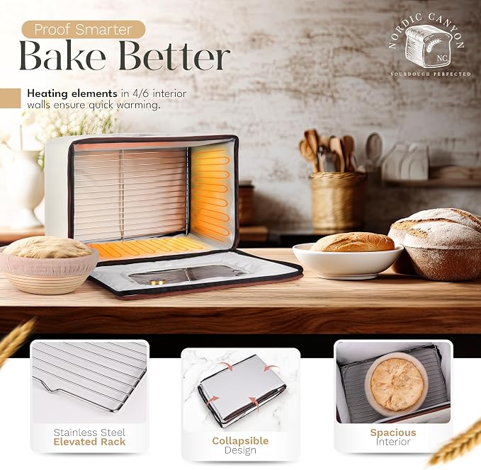 Bread Proofing Box, Beige | Sourdough Proofer, Temperature Control 68–120°F, 24-Hour Timer, Foldable Countertop, Dough Fermentation - Image 4