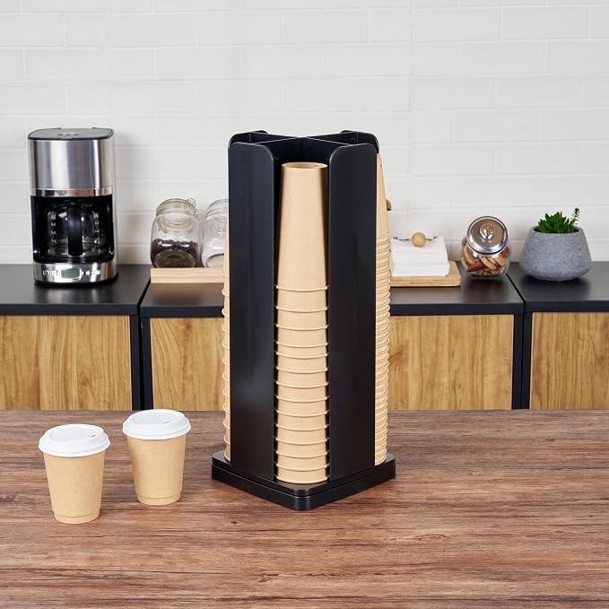 Restaurantware Restpresso Coffee Bar Organizer, 1 Count Durable 4 Compartments, Compact Size, Black Plastic Tabletop Coffee Supplies Organizer For Homes, Office Spaces, Breakrooms, and Lounges - Image 3