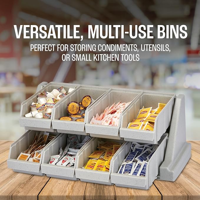 Cambro Versa - Self Serve Condiment and Utensil Bin - 8 Storage Bins - Ideal for Food and Coffee Condiments (Gray) - Image 6