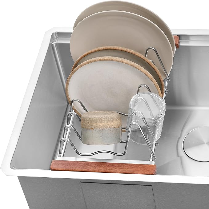 Ruvati LedgeFit Dish Drying Rack Drainer Plate Cup Holder Workstation Sink Top Sliding Accessory Stainless Steel - RVA1545 - Image 4