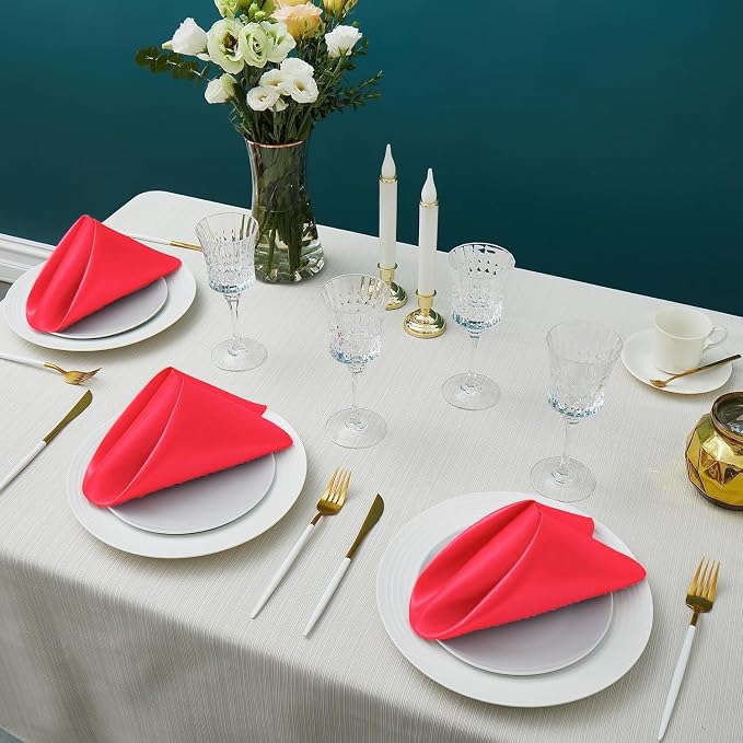 MDS® Pack of 200 Satin Napkins 12 x 12 Inch, Soft Silky Reusable Cloth Dinner Table Napkins for Wedding Décor, Reception, Birthday, Parties, Banquets, Catering, Restaurants & Hotel - Coral - Image 2