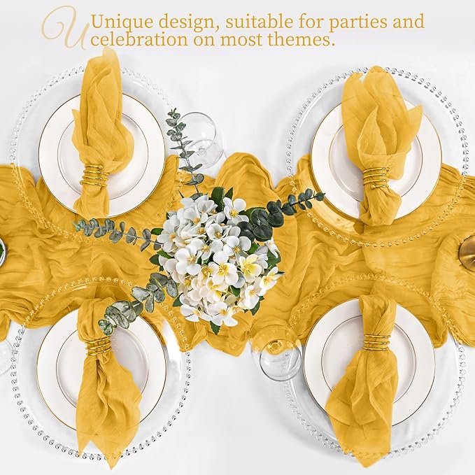 50 Pack Gold Cloth Napkins 20x20Inch Cheesecloth Napkins | Elegant Cloth Napkins for Table, Washable Rustic Boho Gauze Napkins, for Wedding Party Bridal Baby Shower Dinner Decor - Image 6