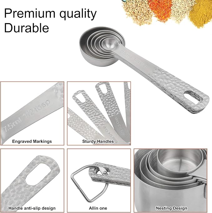 Measuring Cups and Spoons Set, 18/8 Stainless Steel Measuring Cups and Spoons Set for Baking & Kitchen, Metric & US Metal Measure Cup and Spoon for Dry & Liquid - Image 5