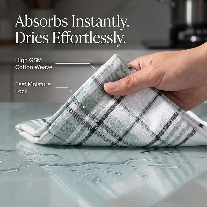Urban Villa Kitchen Towels Cotton Dish Towels 20”x30” (Set of 6) Majestic Checks - Image 2