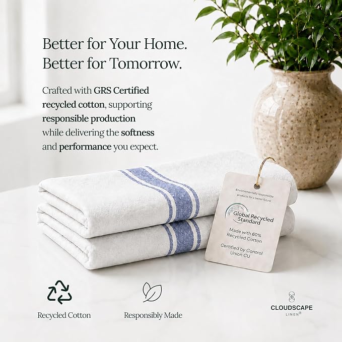 CSL Pack of 12 Kitchen Towels, Absorbent & Soft, Oversized, 18x28- Indigo - Image 6