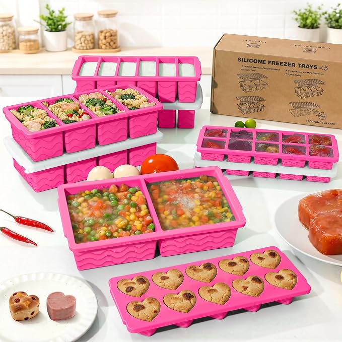 Silicone Freezer Molds for Food, 5-Pack with Steel Rim for Meal Prep | 100% Food-Grade Silicone, BPA-Free, Oven and Dishwasher Safe. Perfect for Freezing Lasagna, Casseroles, Soups & Sauces - Image 7
