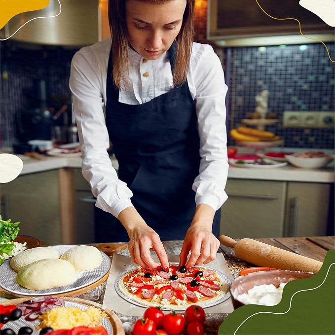 Nuogo 5 Pcs 16 Inch Pizza Pan with Holes Aluminum Mesh pizza Screen Seamless Round Tray for Oven Nonstick Baking Sheet for Kitchen Bakery Restaurant BBQ Party Cookware Supplies - Image 6