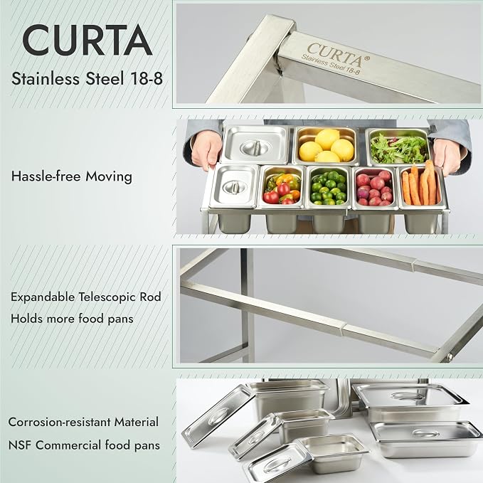 Expandable 18/8 Stainless Steel Spice Rack Set, NSF Certified, 2-Tier Inclined Organizer Shelf with 3 1/6 Pan & 5 1/9 Pan, 13.8"-23.6" Adjustable - Image 3