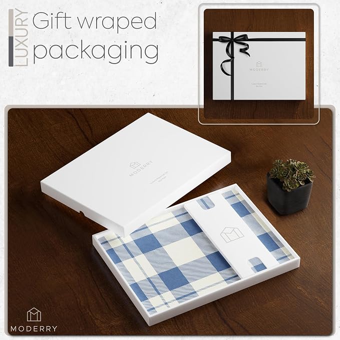 Set of 4 Heat Resistant Country Farmhouse Placemats for Dining Table with Free Set of 4 Matching Drink Coasters Rustic Vintage Design 16 x 12 Inches Cork Backed Hard Placemats/Blue Plaid - Image 6
