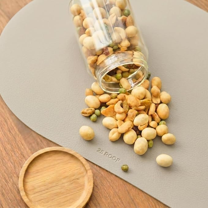 Chiffon Beige Oval Silicone Placemats Set of 4 – Heat Resistant, Waterproof, Easy to Clean Non-Slip Modern Dining Table Mats – Premium Leather Textured Japandi Kitchen Decor - Image 4