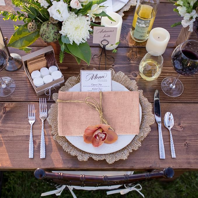 Cotton Linen Cloth Napkins, Set of 12 Pink Linen Napkins 40x40cm, Soft Reusable Linen Napkins for Dining Table Napkins for Christmas Wedding Birthday - Image 4