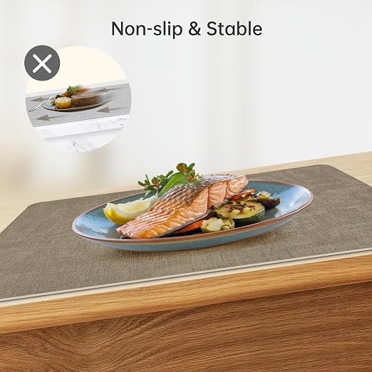 Pack of 6 KitchenBoss Reversible Placemats and Coasters for Table - Black - Non-Slip & Washable - 43 x 30 cm (Grey + Beige) - Image 3