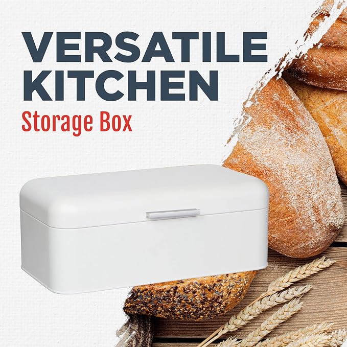 Extra Large White Bread Box for Kitchen Countertop 16" x 9" Holds 2 Loaves | Stainless Steel Vintage Bread Boxes for Kitchen Counters - Image 4