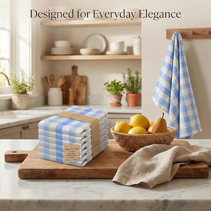 Urban Villa Kitchen Towels Cotton Dish Towels 20”x30” (Set of 6) Bluesand - Image 5