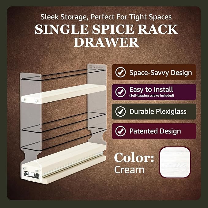 Narrow Spice Rack -Sliding Spice Jars Organizer - Pantry Organizers & Storage - Slide Out Drawers for Kitchen Cabinets -Seasoning Caddy (2.3" W x .9.25" H x 10.6"D, Partially Assembled) - Image 3