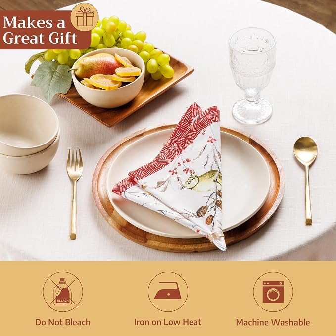 Maison d' Hermine Cloth Napkins Set of 4 Reusable 100% Cotton (18" x 18") | Everyday Square Napkins Cloth Washable Dinner Party Wedding Restaurant Hotel Kitchen Spring Summer - Pinson - Image 5