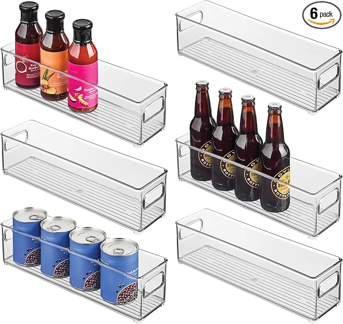 iDesign Stackable Fridge Bin with Handles, Set of 6, Clear | Ideal for Freezer or Pantry, Made in USA by iDesign