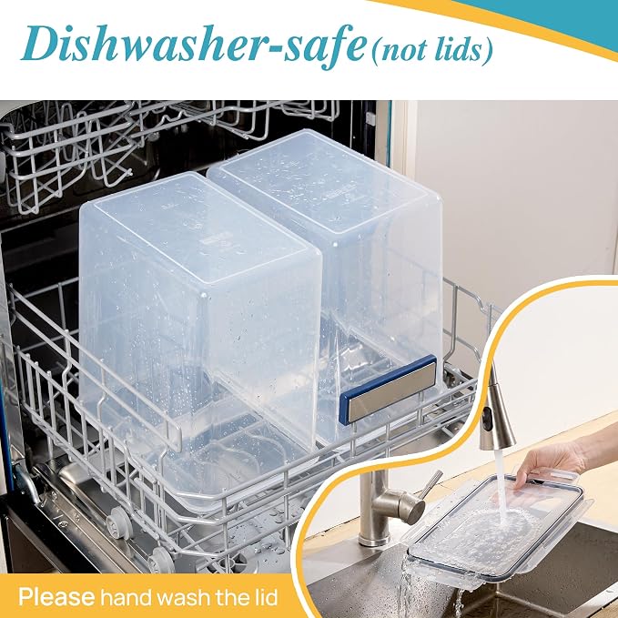 Vtopmart 9.5L Flour Sugar Storage Containers, 2 Pack, Each Fits 12.5 lb | Each for 12.5 lb Flour, Airtight Seal, Multiple Sizes, BPA Free, Food Grade Material, Dishwasher Safe (Not Lids) - Image 4
