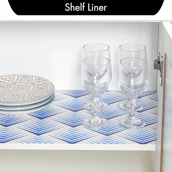 Cooyes Shelf Liner for Kitchen Cabinets – Non-Adhesive Waterproof Drawer Liner – Durable EVA Material Easy-to-Cut Shelf Paper for Refrigerator, Cupboard, Dresser with Modern Pattern - Image 3
