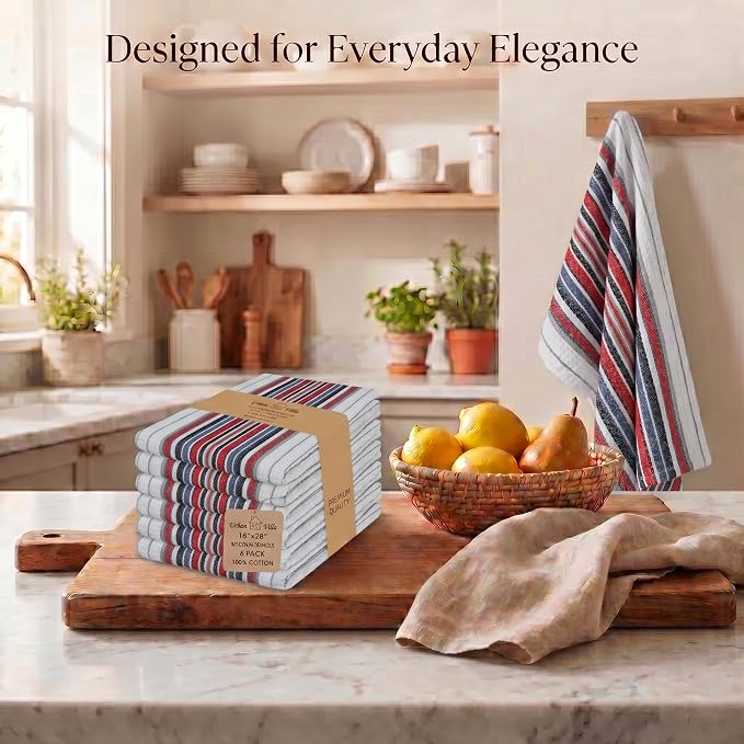 Urban Villa Kitchen Towels Cotton Dish Towels 20”x30” (Set of 6) White - Image 5