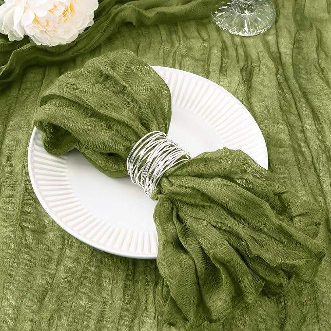 DeZerlor Olive Green Washable Cheesecloth Napkins Set of 20 for Party | Reusable Cloth Napkins Bulk, for Wedding Bridal Baby Shower Dinner Cocktail Birthday Home, 21x21 Inches by DeZerlor