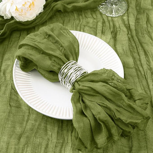 DeZerlor Olive Green Washable Cheesecloth Napkins Set of 20 for Party | Reusable Cloth Napkins Bulk, for Wedding Bridal Baby Shower Dinner Cocktail Birthday Home, 21x21 Inches by DeZerlor