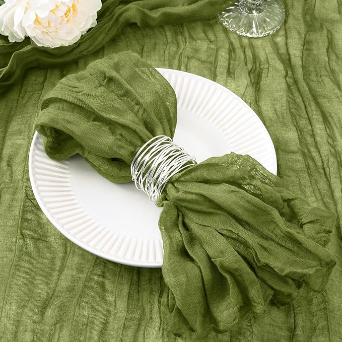 DeZerlor Olive Green Washable Cheesecloth Napkins Set of 50 for Party | Reusable Cloth Napkins Bulk, for Wedding Bridal Baby Shower Dinner Cocktail Birthday Home, 21x21 Inches by DeZerlor