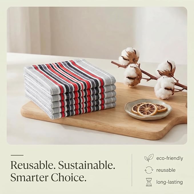 Urban Villa Kitchen Towels Cotton Dish Towels 20”x30” (Set of 6) Grey - Image 8