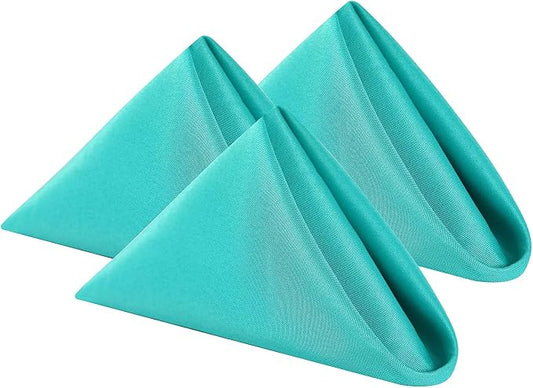 Cloth Napkins 20x20 inch Washable Polyester Dinner Napkins Soft Table Napkins for Wedding Party Dining Banquet(Turquoise,25PCS) by Cupuamon
