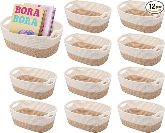 12 Pack Small Storage Baskets for Organizing, Woven Rope Bins,Boho by Unknown