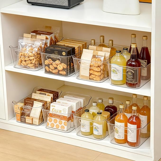 CiWiVOKi 12 Pack Clear Plastic Storage Bins, Acrylic Organizer and Containers with Handle for Pantry, Cabinet, Closet, Refrigerator, Freezer, Bathroom, Kitchen Under Sink Storage - Image 4