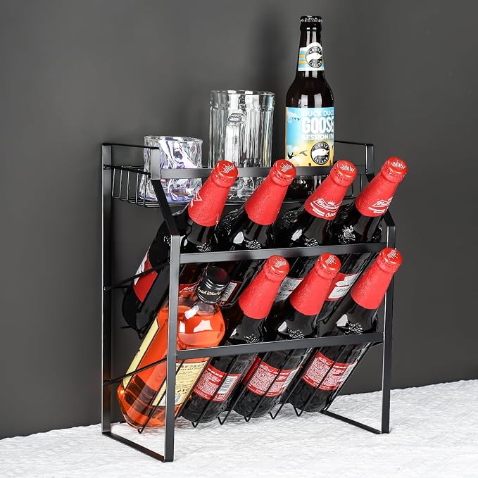 Tomorotec 3-Tier Spice Rack, Metal Kitchen Counter Shelf Organizer, Black | Sturdy Steel Frame with Anti-Rust Coating and Non-Slip Pads for Spices, Oils, Liquor Bottles and Bathroom Essentials - Image 2
