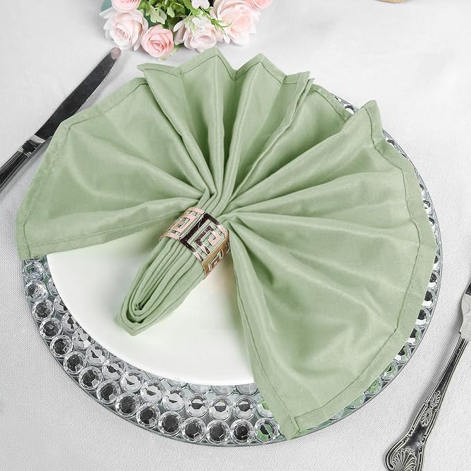 Efavormart Premium Cloth Napkins Set of 25, 20x20 Inch Sage Green Seamless Dinner Napkins, Washable Linen Table Napkin Cloth with Hemmed Edges for Weddings, Party and Banquet - Image 6