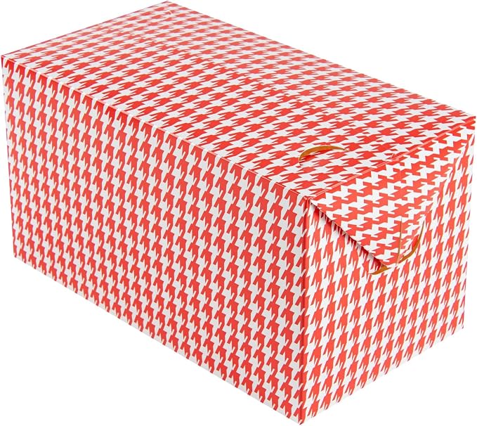 Restaurantware Bio Tek 80 Ounce To Go Boxes 400 Rectangle Take Out Food Containers - Fast Top Closure Disposable Red Houndstooth Paper Carry Out Containers For Burgers Or Fried Chicken - Image 6