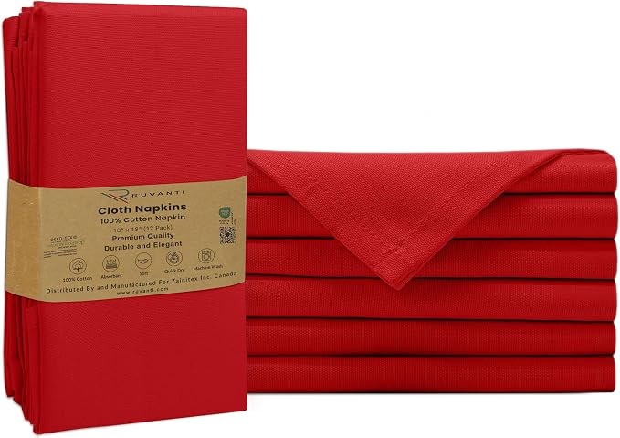 Ruvanti Cloth Napkins Set of 6, 100% Cotton High GSM 18x18 Inches Soft, Washable, Highly Durable & Absorbent, Perfect for Parties, Christmas, Thanksgiving Dinners – Flame Scarlet - Image 9