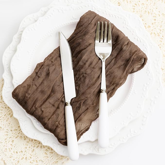 Brown 100 Pack Cheesecloth Napkins Washable 21x21 Inches Brown Cloth Napkins Set of 100 Dinner Table Napkins for Wedding Summer Bridal Baby Shower Rustic Boho Cotton Gauze Party Table Decor - Image 7