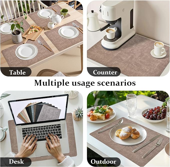 FROMHEART Faux Leather PU Placemats Set of 6 (Dark Coffee,11.8" x 17") | Waterproof,Heat/Oil Stain-Resistant Table Mat–Reversible,Non-Slip,Easy to Clean Place Mats for Kitchen,Dining,Indoor/Outdoor - Image 6