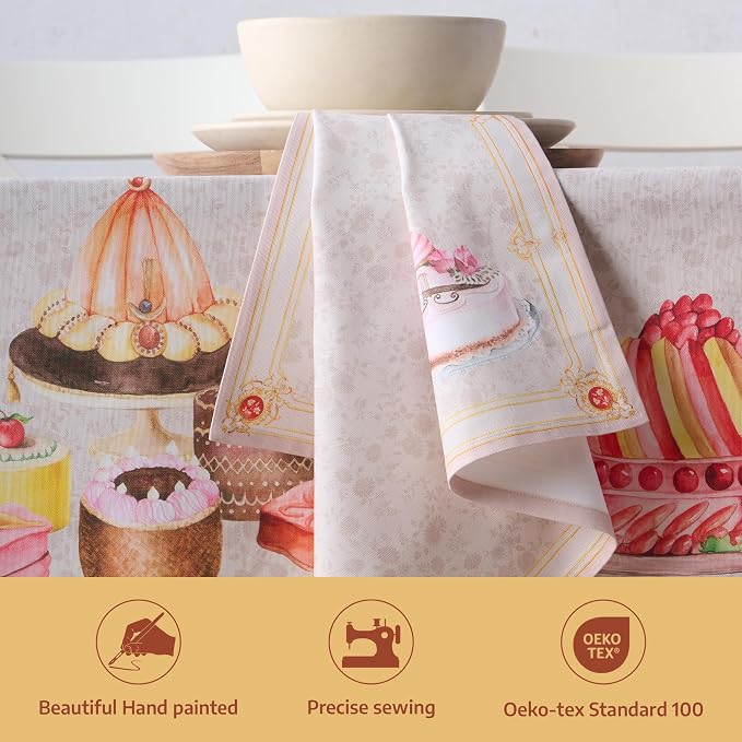 Maison d' Hermine Cloth Napkins Set of 4 100% Combed Cotton (20" x 20") | Everyday Square Napkins Cloth Washable Dinner Party Wedding Restaurant Hotel Kitchen Spring Summer - Pastries - Image 2