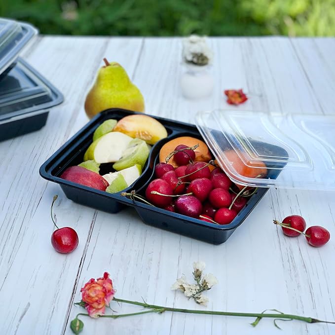 GUSTO 28 oz - 2 Compartment Meal Prep Containers with Lids – [Case of 150] Reusable, Microwaveable, Dishwasher & Freezer Safe, BPA-Free Food Storage Boxes for Portion Control (Formerly Comfy Package) - Image 3