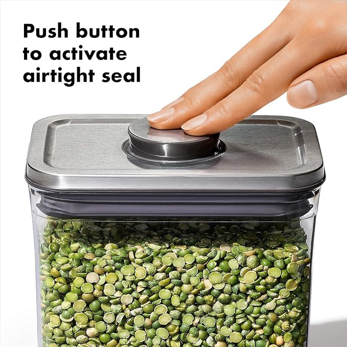 OXO Steel POP Container Big Medium Square - 4.4 Qt (Pack of 4) Airtight Food Storage Containers for Flour, Sugar and More, Grey - Image 5