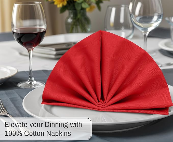Ruvanti Cloth Napkins Set of 12, 18x18 Inches, 100% Cotton, Washable, Soft & Absorbent, Perfect for Wedding, Christmas, ‎Thanksgiving Dinners - Flame Scarlet - Image 4
