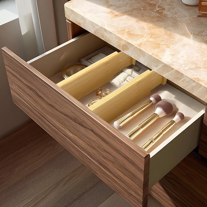VaeFae 6 Pack Bamboo Drawer Dividers, 4" High Adjustable 11.9-17.1" Clothes Drawer Organizers, Expandable Separators for Bedroom/Bathroom/Kitchen/Office Storage - Image 8