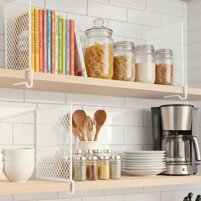 Nexu 6-Pack Metal Mesh Shelf Dividers for Closet Organization, Ultra-Stable Under-Shelf Hook Closet Dividers, Heavy Duty Purse, Handbag & Bag Organizer for Shelving, Clothes, Bedroom, White - Image 2