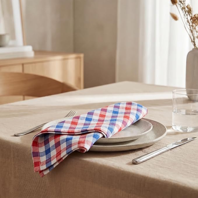 Urban Villa Cloth Napkins July4th 20x20 (Set of 12) Red/Blue - Image 4