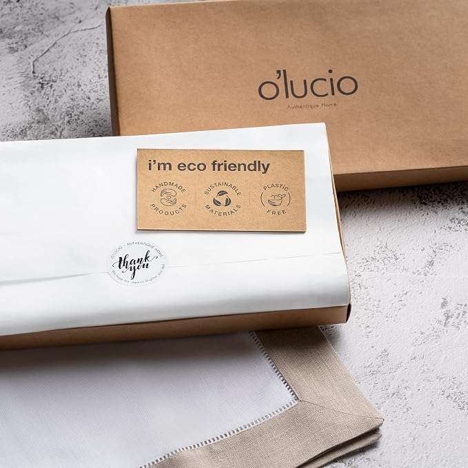 Linen Placemats Set of 4-100% Flax Linen White and Natural Placemats 14 x 19 inch - Classic Hemstitch Placemats Washable for Fall, Thanksgiving, Christmas and Winter Decor - Image 4