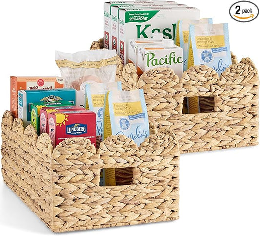 Best Choice Products 16x12 Scalloped Shelf Baskets, Woven Storage Bins, Storage Organizers for Pantry, Living Room, Bedroom, Nursery & Laundry, 2 Pack - Natural by Unknown